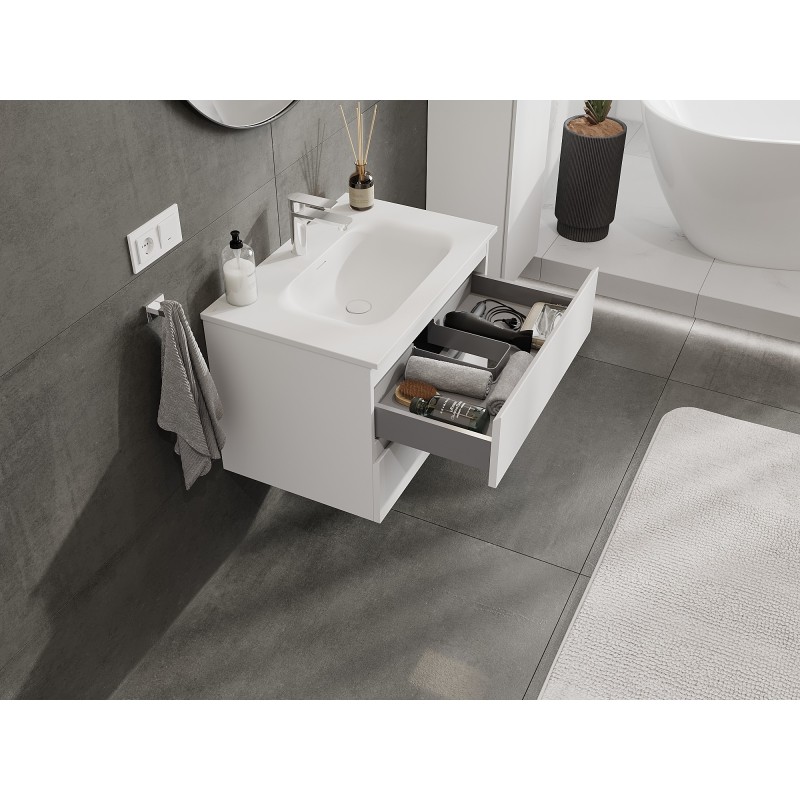 Mexen Orio meuble de salle de bain 70 cm avec lavabo Vela, 2 tiroirs, blanc mat - 91A10-07047-2-BFF01-W23M01