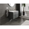 Mexen Orio meuble de salle de bain 70 cm avec lavabo Vela, 2 tiroirs, graphite mat/blanc mat - 91A10-07047-2-BFF66-W23M01