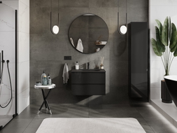 Mexen Orio meuble de salle de bain 70 cm avec lavabo Vela, 2 tiroirs, noir brillant/noir mat - 91A10-07047-2-BFF70-W23M71