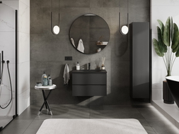 Mexen Orio meuble de salle de bain 70 cm avec lavabo Vela, 2 tiroirs, noir mat - 91A10-07047-2-BFF71-W23M71