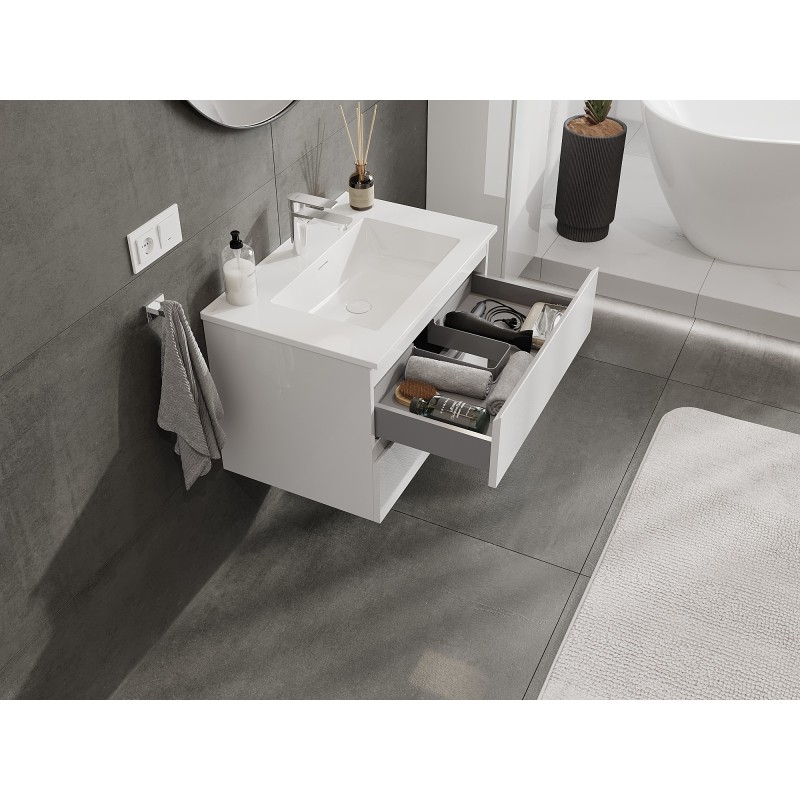 Mexen Orio armoire de salle de bain 70 cm avec lavabo Otis, 2 tiroirs, blanc brillant - 91A10-07047-2-BFF00-W18M00
