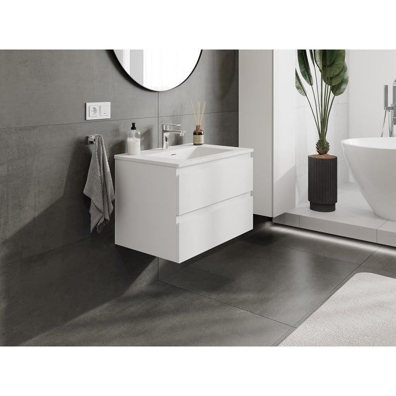 Mexen Orio armoire de salle de bain 70 cm avec lavabo Otis, 2 tiroirs, blanc mat - 91A10-07047-2-BFF01-W18M01