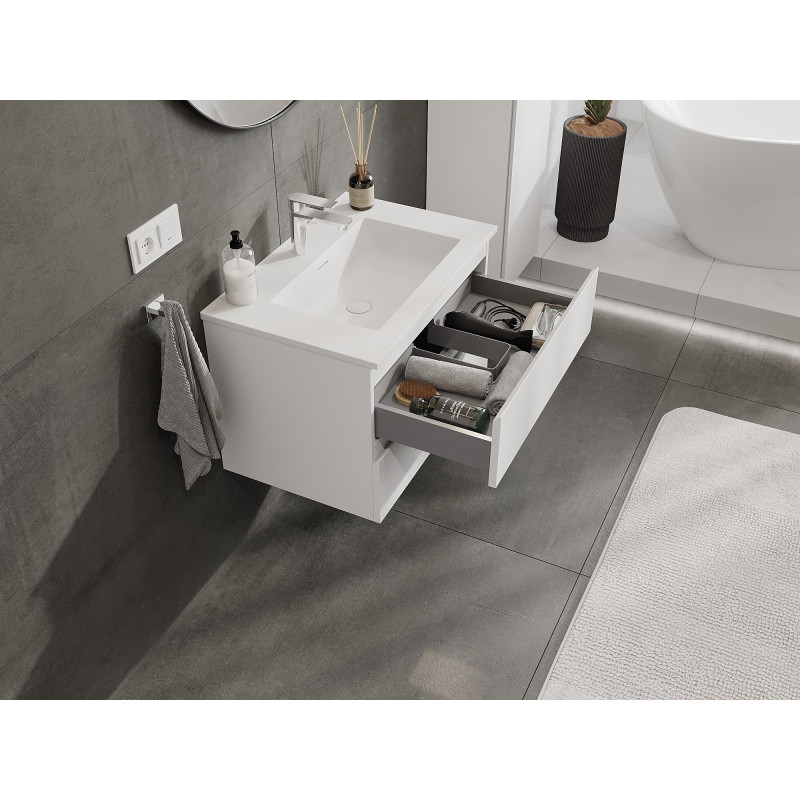 Mexen Orio armoire de salle de bain 70 cm avec lavabo Otis, 2 tiroirs, blanc mat - 91A10-07047-2-BFF01-W18M01