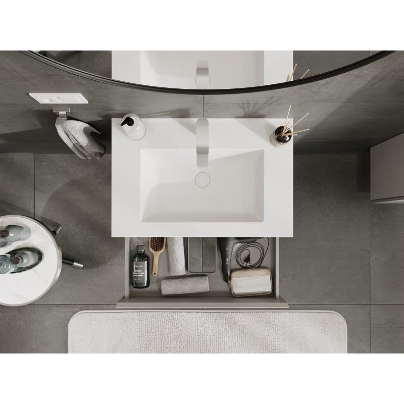 Mexen Orio armoire de salle de bain 70 cm avec lavabo Otis, 2 tiroirs, gris mat/blanc mat - 91A10-07047-2-BFF62-W18M01
