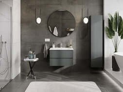 Mexen Orio armoire de salle de bain 70 cm avec lavabo Otis, 2 tiroirs, graphite mat/blanc mat - 91A10-07047-2-BFF66-W18M01