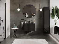 Mexen Orio armoire salle de bain 70 cm avec lavabo Otis, 2 tiroirs, noir brillant/noir mat - 91A10-07047-2-BFF70-W18M71