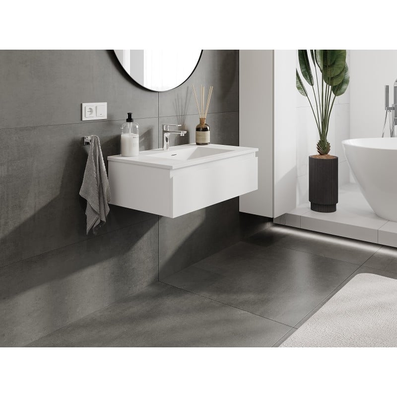 Mexen Orio armoire de salle de bain 80 cm avec lavabo Otis, 1 tiroir, blanc mat - 91A10-08023-1-BF01-W18M01