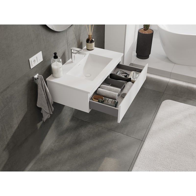 Mexen Orio armoire de salle de bain 80 cm avec lavabo Otis, 1 tiroir, blanc mat - 91A10-08023-1-BF01-W18M01