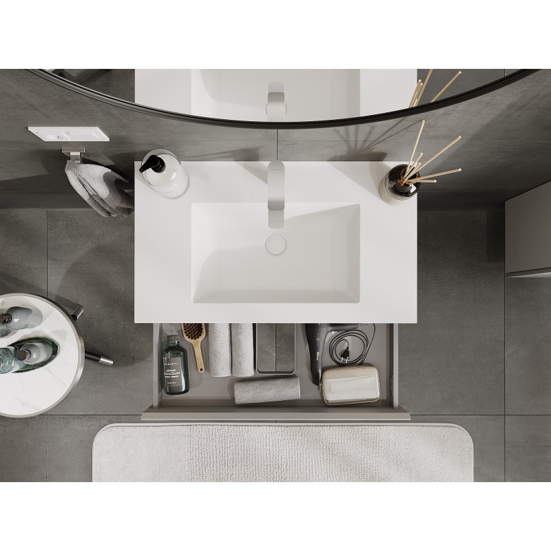 Mexen Orio meuble de salle de bain 80 cm avec lavabo Otis, 1 tiroir, gris mat/blanc mat - 91A10-08023-1-BF62-W18M01
