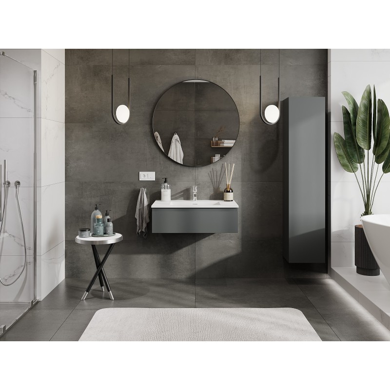 Mexen Orio armoire de salle de bain 80 cm avec lavabo Otis, 1 tiroir, graphite mat/blanc mat - 91A10-08023-1-BF66-W18M01