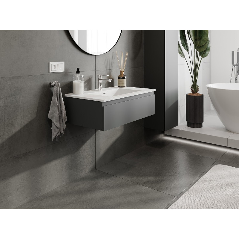 Mexen Orio meuble de salle de bain 80 cm avec lavabo Otis, 1 tiroir, graphite mat/blanc mat - 91A10-08023-1-BF66-W18M01