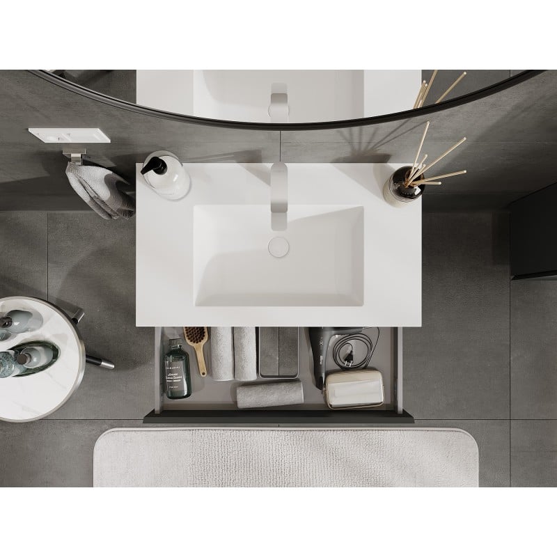 Mexen Orio armoire de salle de bain 80 cm avec lavabo Otis, 1 tiroir, graphite mat/blanc mat - 91A10-08023-1-BF66-W18M01