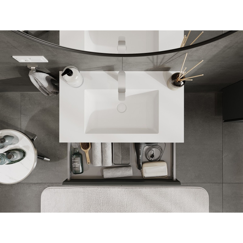 Mexen Orio meuble de salle de bain 80 cm avec lavabo Otis, 1 tiroir, graphite mat/blanc mat - 91A10-08023-1-BF66-W18M01