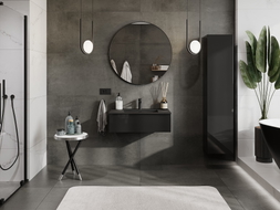 Mexen Orio meuble de salle de bains 80 cm avec lavabo Otis, 1 tiroir, noir brillant/noir mat - 91A10-08023-1-BF70-W18M71