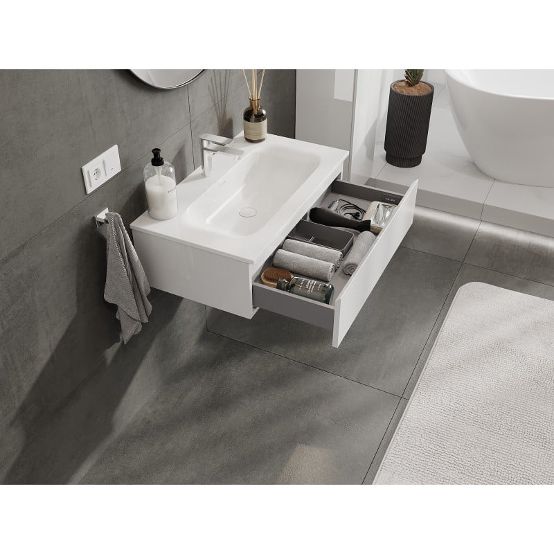 Mexen Orio meuble de salle de bains 80 cm avec lavabo Vela, 1 tiroir, blanc brillant - 91A10-08023-1-BF00-W23M00
