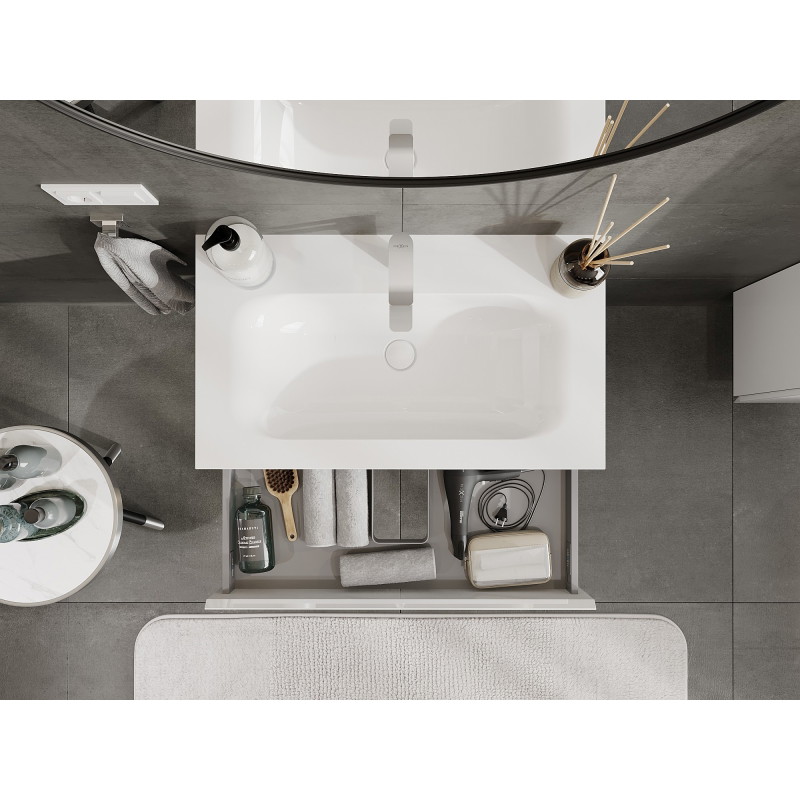 Mexen Orio meuble de salle de bains 80 cm avec lavabo Vela, 1 tiroir, blanc brillant - 91A10-08023-1-BF00-W23M00
