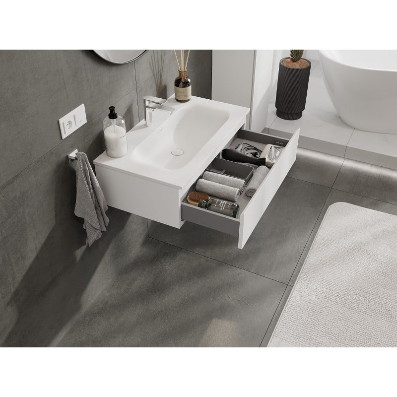 Mexen Orio armoire de salle de bain 80 cm avec lavabo Vela, 1 tiroir, blanc mat - 91A10-08023-1-BF01-W23M01