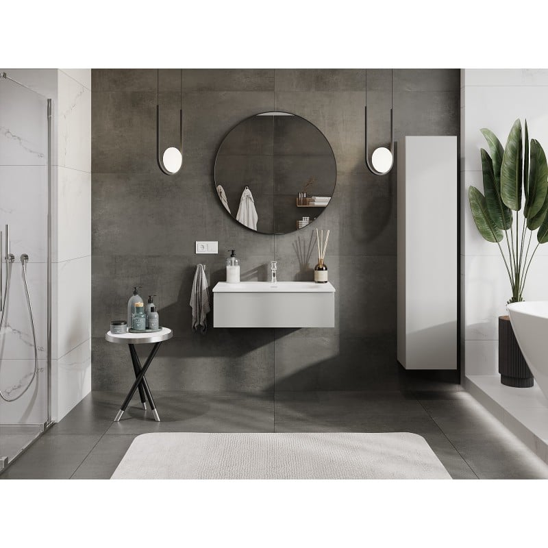 Mexen Orio meuble de salle de bain 80 cm avec lavabo Vela, 1 tiroir, gris mat/blanc mat - 91A10-08023-1-BF62-W23M01