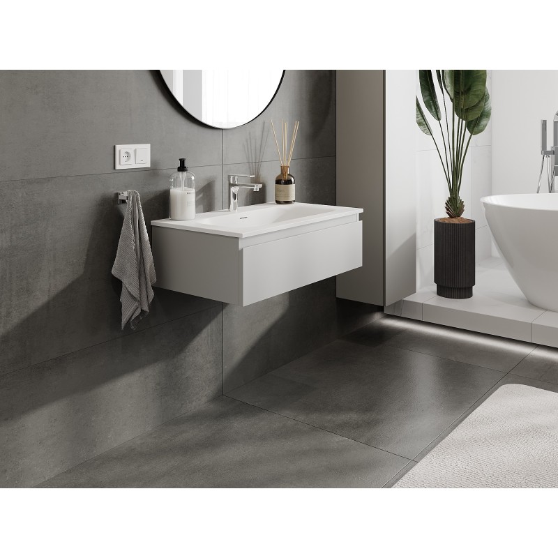 Mexen Orio meuble de salle de bain 80 cm avec lavabo Vela, 1 tiroir, gris mat/blanc mat - 91A10-08023-1-BF62-W23M01