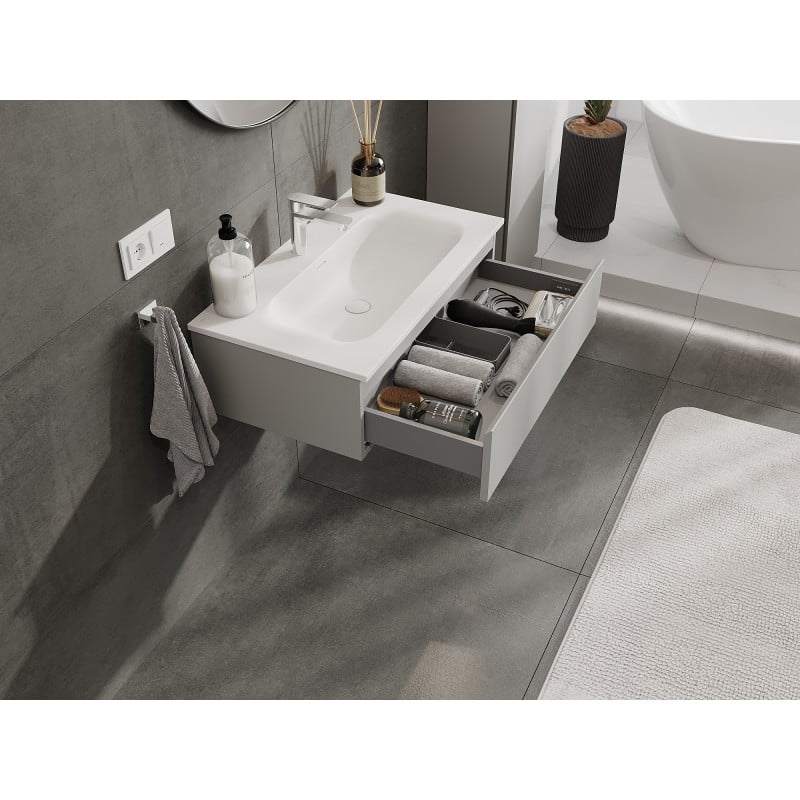 Mexen Orio meuble de salle de bain 80 cm avec lavabo Vela, 1 tiroir, gris mat/blanc mat - 91A10-08023-1-BF62-W23M01