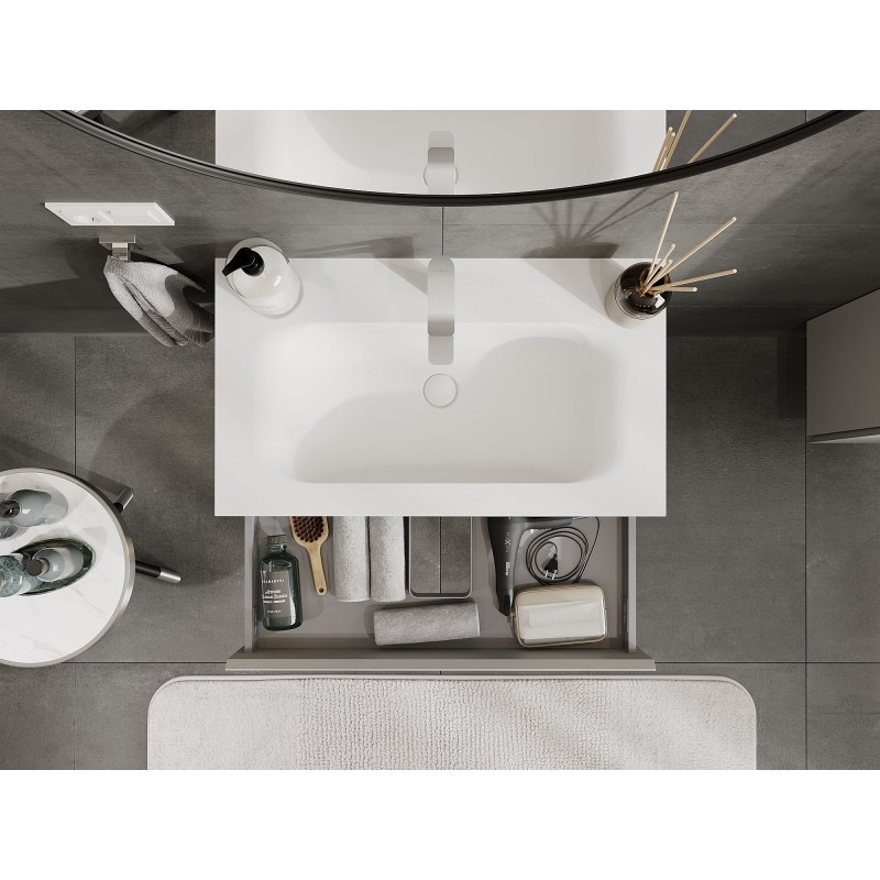 Mexen Orio meuble de salle de bain 80 cm avec lavabo Vela, 1 tiroir, gris mat/blanc mat - 91A10-08023-1-BF62-W23M01