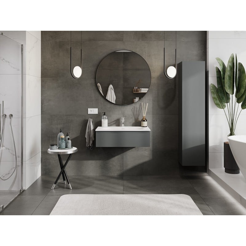 Mexen Orio meuble de salle de bain 80 cm avec lavabo Vela, 1 tiroir, graphite mat/blanc mat - 91A10-08023-1-BF66-W23M01