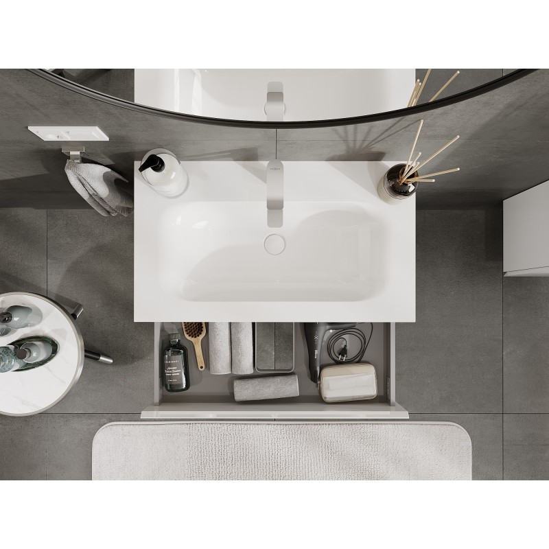 Mexen Orio armoire de salle de bain 80 cm avec lavabo Vela, 2 tiroirs, blanc brillant - 91A10-08047-2-BFF00-W23M00