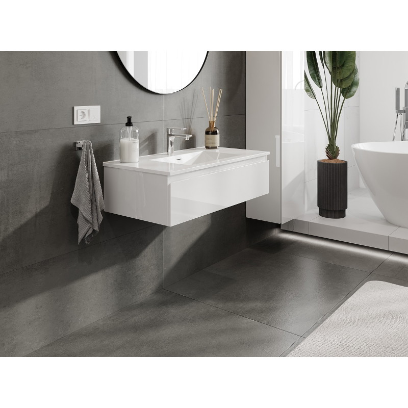 Mexen Orio armoire de salle de bain 90 cm avec lavabo Otis, 1 tiroir, blanc brillant - 91A10-09023-1-BF00-W18M00
