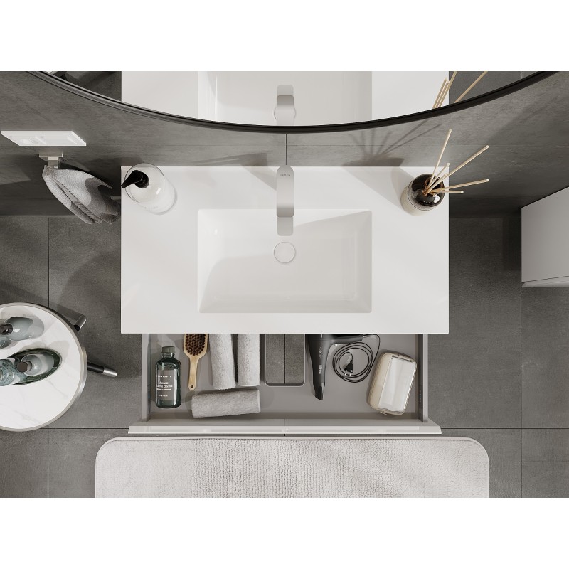 Mexen Orio armoire de salle de bain 90 cm avec lavabo Otis, 1 tiroir, blanc brillant - 91A10-09023-1-BF00-W18M00