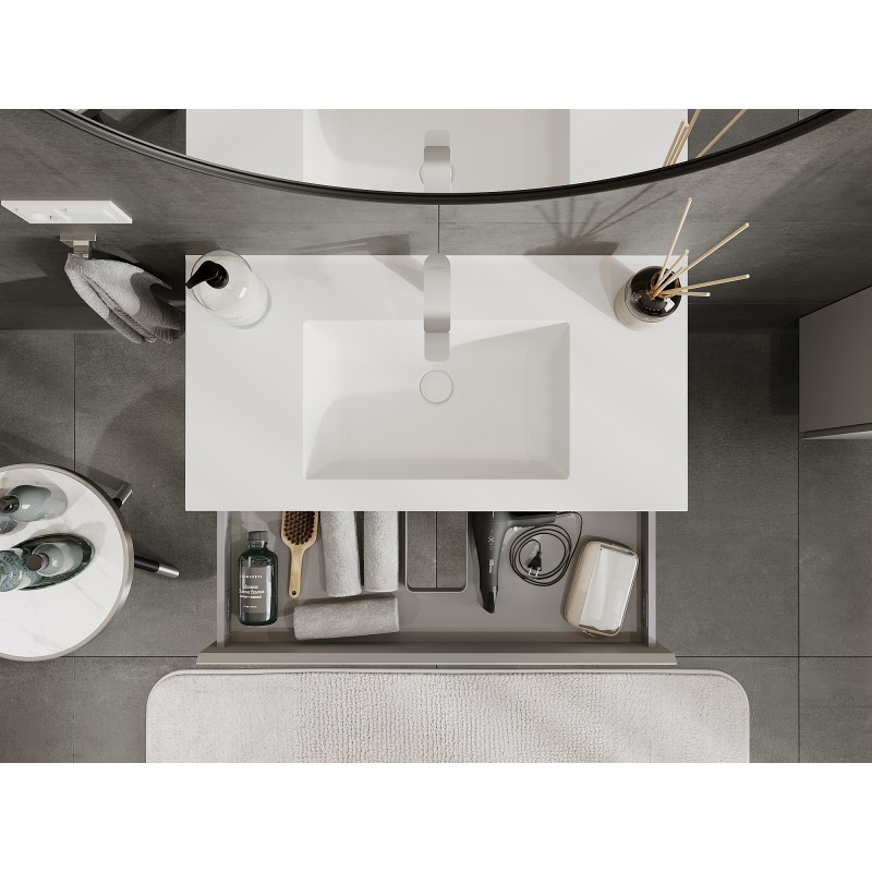 Mexen Orio armoire de salle de bain 90 cm avec lavabo Otis, 1 tiroir, gris mat/blanc mat - 91A10-09023-1-BF62-W18M01
