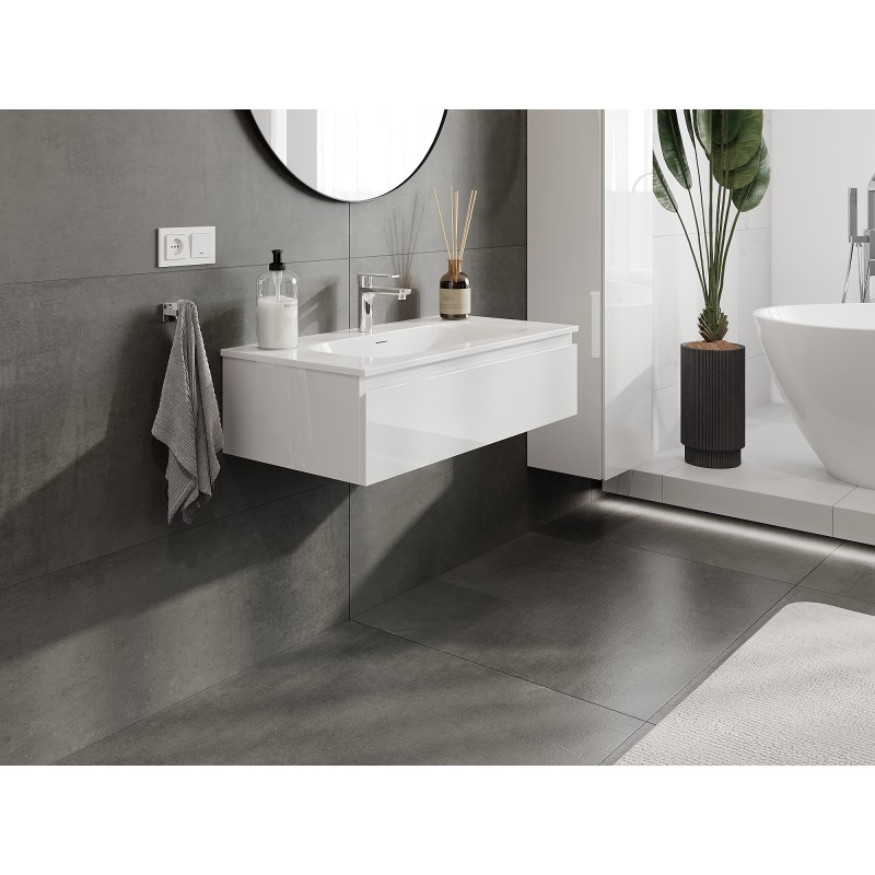 Mexen Orio meuble de salle de bain de 90 cm avec lavabo Vela, 1 tiroir, blanc brillant - 91A10-09023-1-BF00-W23M00