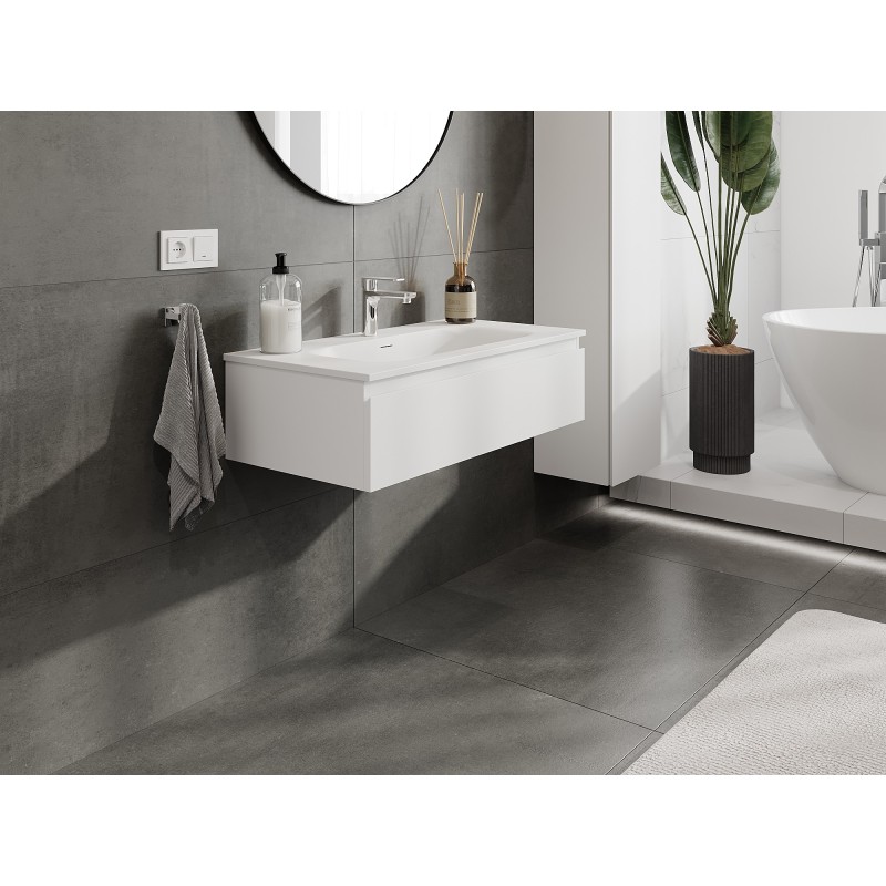 Mexen Orio armoire de salle de bains 90 cm avec lavabo Vela, 1 tiroir, blanc mat - 91A10-09023-1-BF01-W23M01