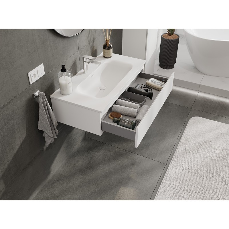 Mexen Orio armoire de salle de bains 90 cm avec lavabo Vela, 1 tiroir, blanc mat - 91A10-09023-1-BF01-W23M01