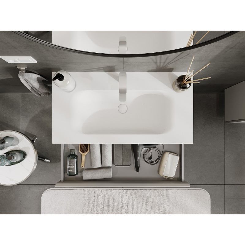Mexen Orio armoire de salle de bain 90 cm avec lavabo Vela, 1 tiroir, gris mat/blanc mat - 91A10-09023-1-BF62-W23M01