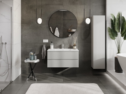 Mexen Orio armoire de salle de bain 90 cm avec lavabo Otis, 2 tiroirs, gris mat/blanc mat - 91A10-09047-2-BFF62-W18M01
