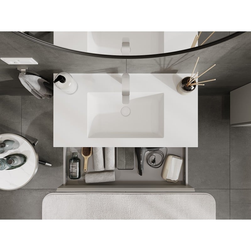 Mexen Orio armoire de salle de bain 90 cm avec lavabo Otis, 2 tiroirs, gris mat/blanc mat - 91A10-09047-2-BFF62-W18M01