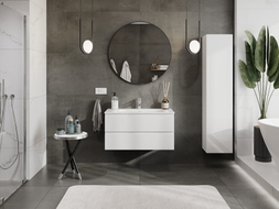 Mexen Orio meuble de salle de bains 90 cm avec lavabo Vela, 2 tiroirs, blanc brillant - 91A10-09047-2-BFF00-W23M00