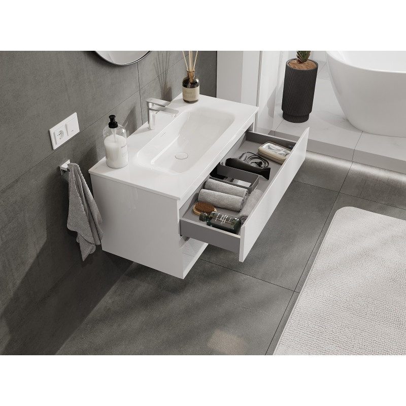 Mexen Orio meuble de salle de bains 90 cm avec lavabo Vela, 2 tiroirs, blanc brillant - 91A10-09047-2-BFF00-W23M00