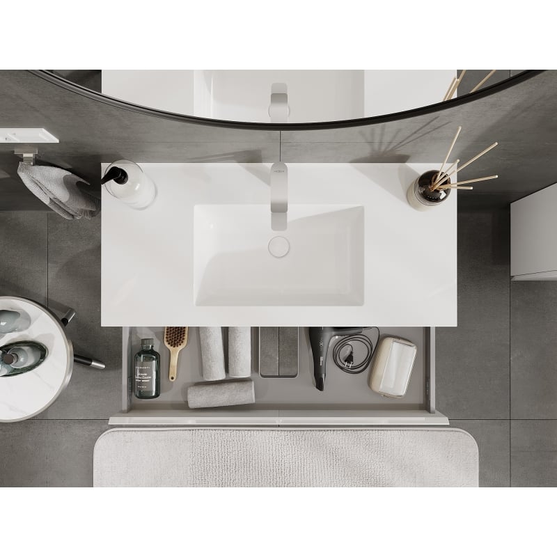 Mexen Orio meuble de salle de bain 100 cm avec lavabo Otis, 1 tiroir, blanc brillant - 91A10-10023-1-BF00-W18M00