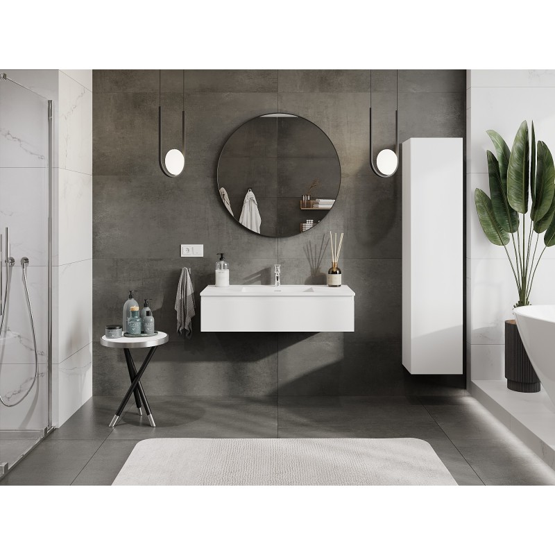 Mexen Orio meuble de salle de bain 100 cm avec lavabo Otis, 1 tiroir, blanc mat - 91A10-10023-1-BF01-W18M01