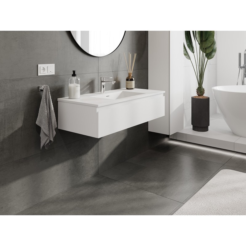 Mexen Orio meuble de salle de bain 100 cm avec lavabo Otis, 1 tiroir, blanc mat - 91A10-10023-1-BF01-W18M01