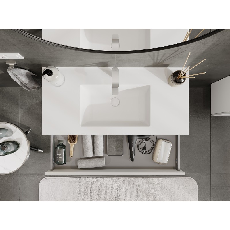 Mexen Orio meuble de salle de bain 100 cm avec lavabo Otis, 1 tiroir, blanc mat - 91A10-10023-1-BF01-W18M01