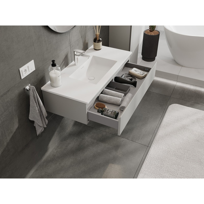 Mexen Orio meuble de salle de bains 100 cm avec lavabo Otis, 1 tiroir, gris mat/blanc mat - 91A10-10023-1-BF62-W18M01