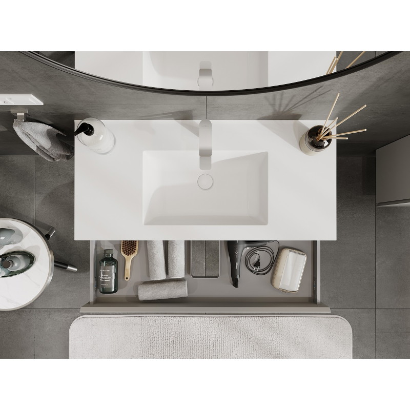 Mexen Orio meuble de salle de bains 100 cm avec lavabo Otis, 1 tiroir, gris mat/blanc mat - 91A10-10023-1-BF62-W18M01