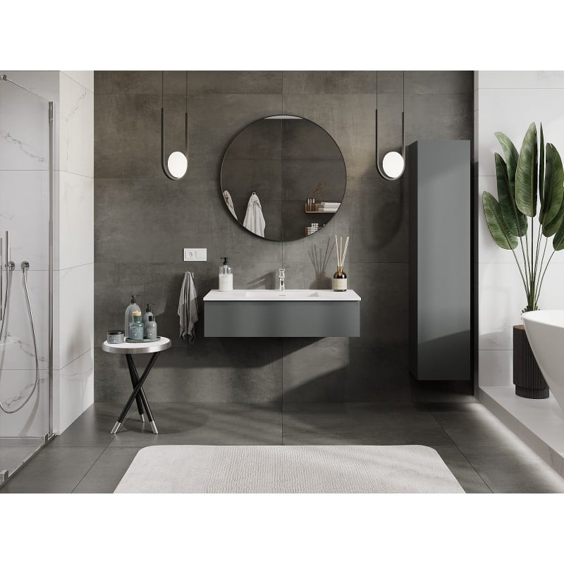Mexen Orio meuble de salle de bain 100 cm avec lavabo Otis, 1 tiroir, graphite mat/blanc mat - 91A10-10023-1-BF66-W18M01