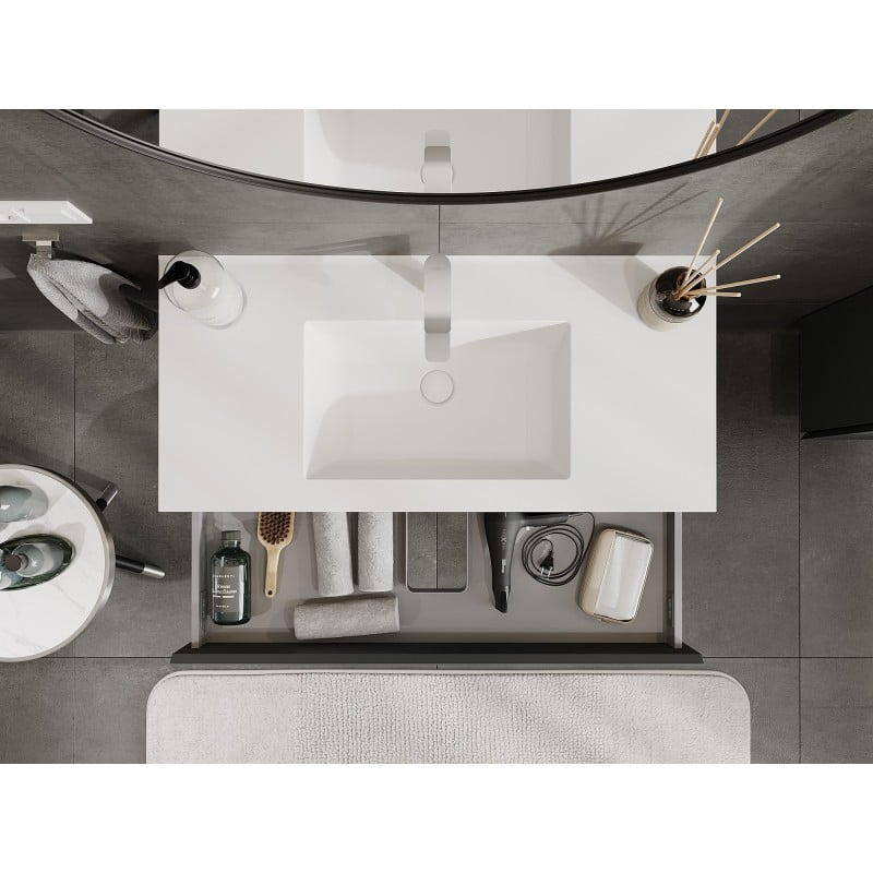 Mexen Orio meuble de salle de bain 100 cm avec lavabo Otis, 1 tiroir, graphite mat/blanc mat - 91A10-10023-1-BF66-W18M01