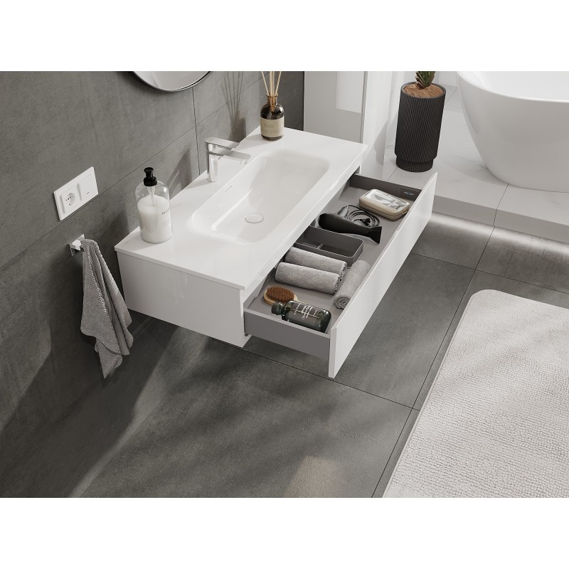 Mexen Orio meuble de salle de bains 100 cm avec lavabo Vela, 1 tiroir, blanc brillant - 91A10-10023-1-BF00-W23M00