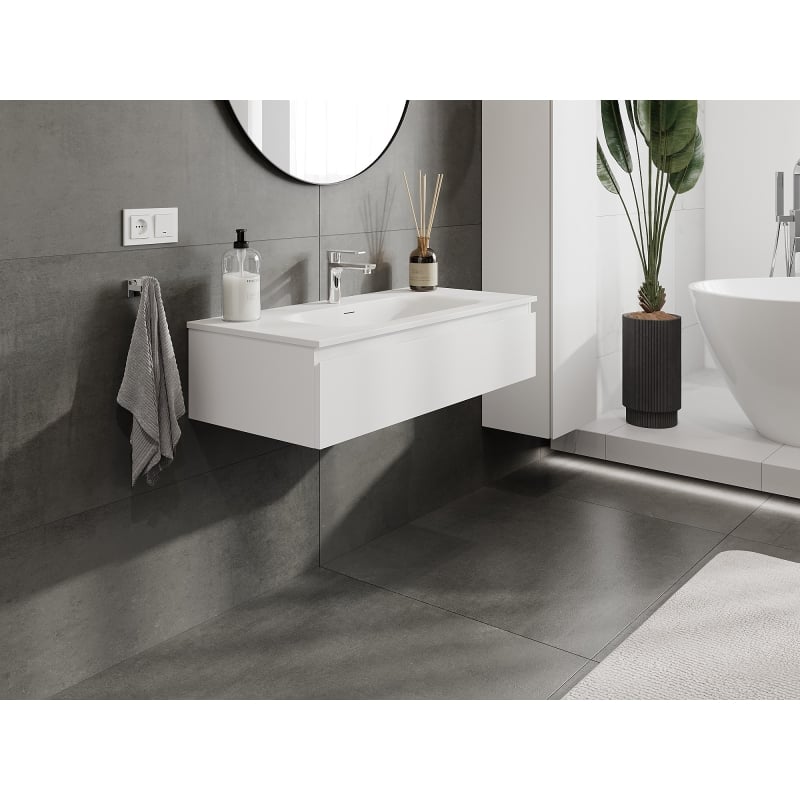 Mexen Orio meuble de salle de bain 100 cm avec lavabo Vela, 1 tiroir, blanc mat - 91A10-10023-1-BF01-W23M01