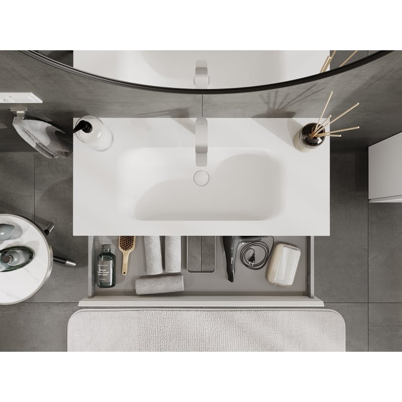 Mexen Orio meuble de salle de bain 100 cm avec lavabo Vela, 1 tiroir, blanc mat - 91A10-10023-1-BF01-W23M01