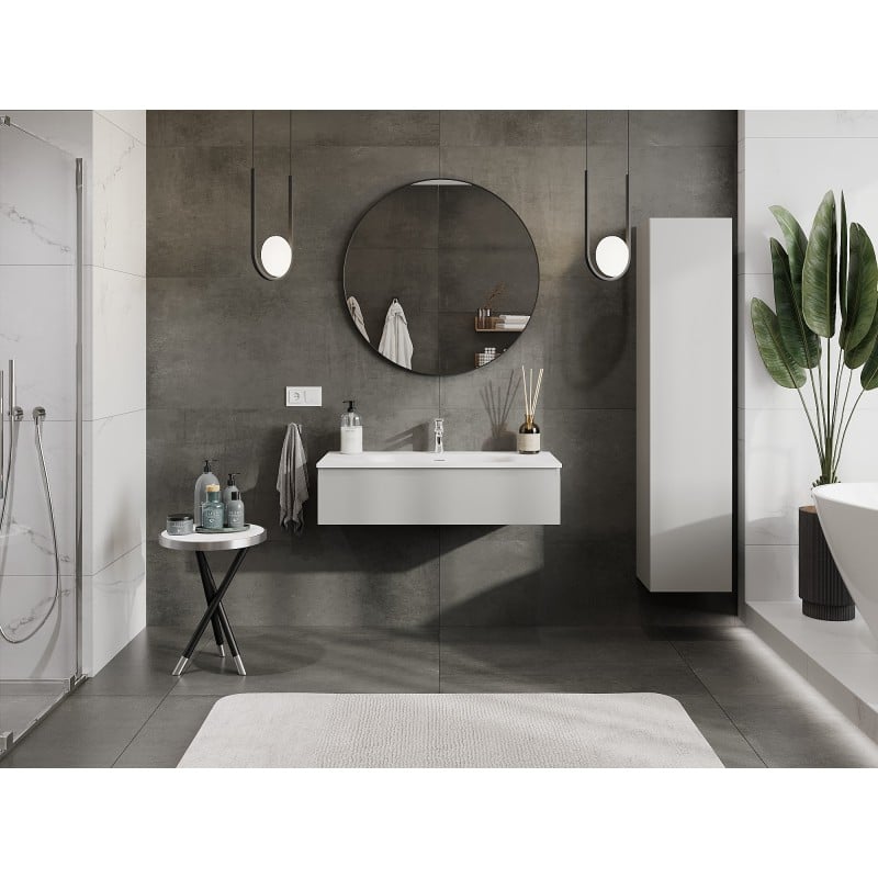 Mexen Orio meuble de salle de bain 100 cm avec lavabo Vela, 1 tiroir, gris mat/blanc mat - 91A10-10023-1-BF62-W23M01